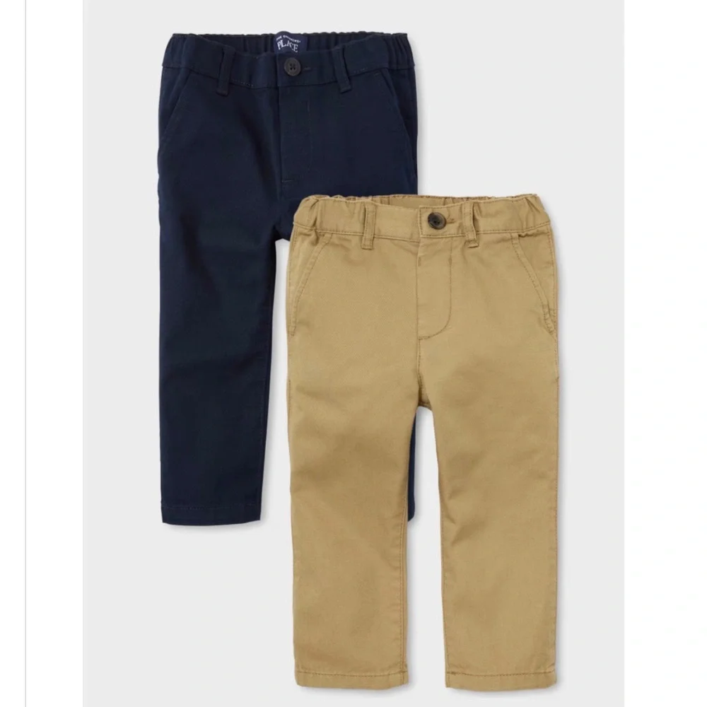 NWT Childrens Place Khaki Navy Blue Straight Leg Cotton Uniform Chino Pants 5